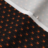 Half Inch Orange Spiders on Black