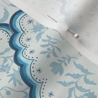 Medium Blue Watercolor Paisley Scallops 