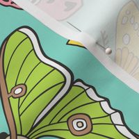 Moths on Mint Green