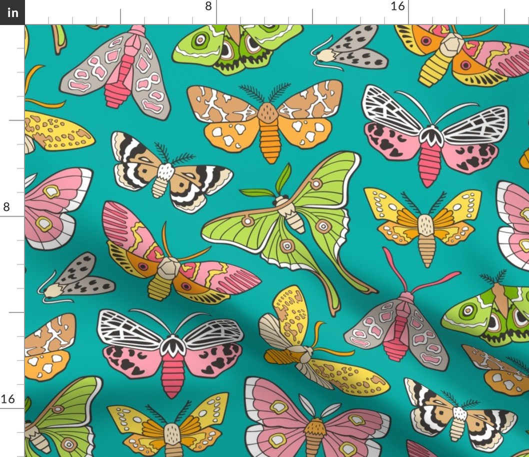 Moths on Dark Green