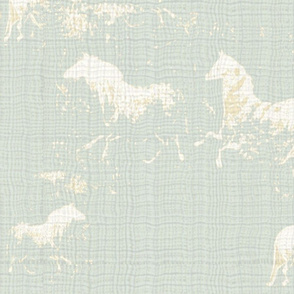  Cave Horses on Pale Blue Green 