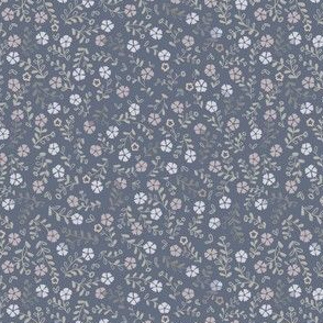 Neutral blue gray green ditsy floral