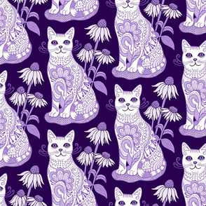 Fancy Feline Purple and White