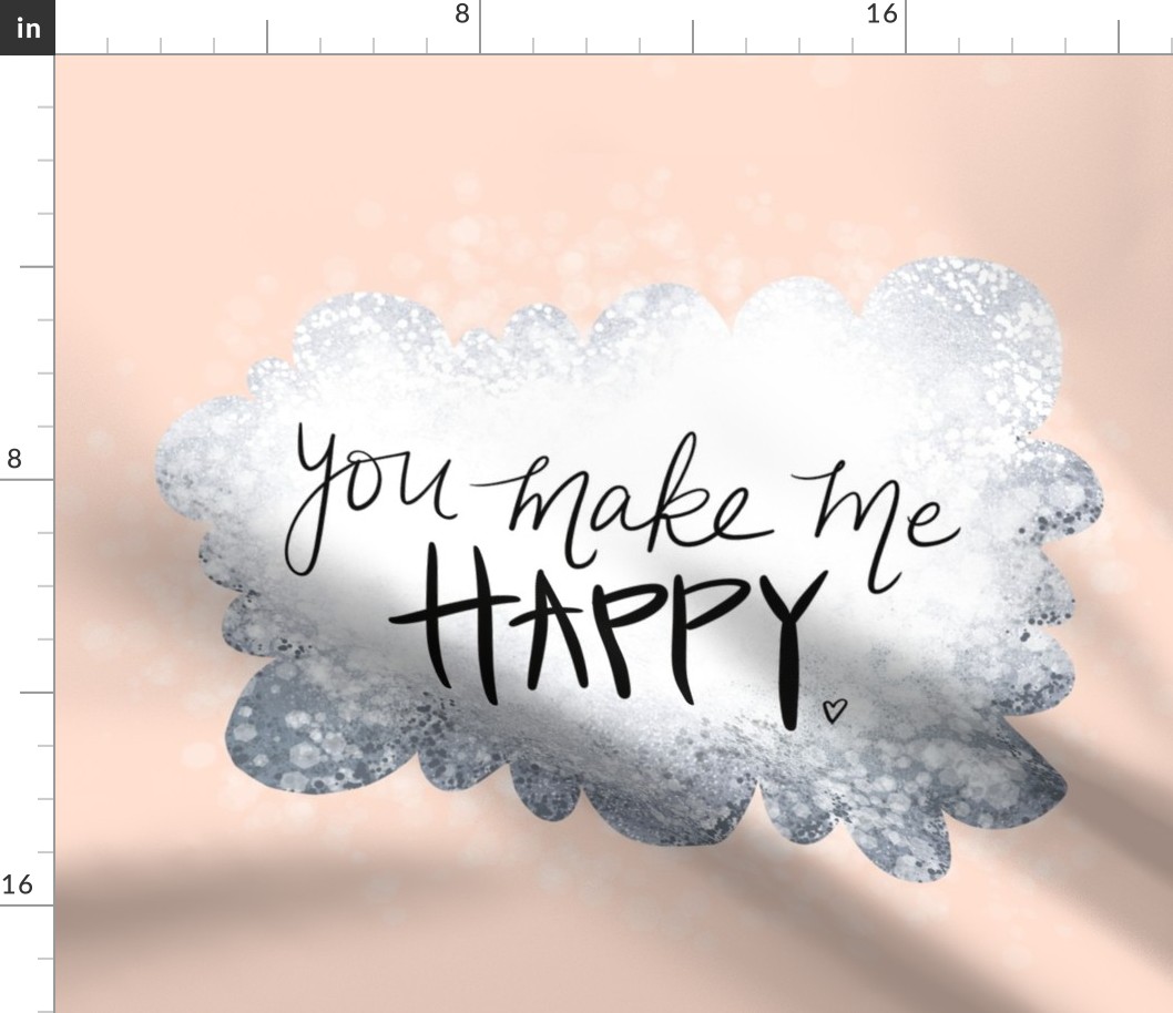 You make me happy on a sparkly cloud - cozy neutral - 4 to a yard