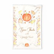 Give Thanks Pumpkin Tea Towel Ivory