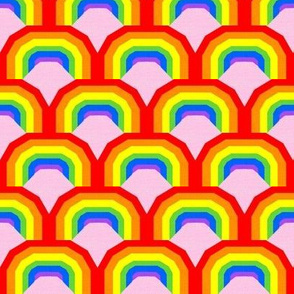 Geo Spectrum  / Rainbow on Pink w/ Texture   