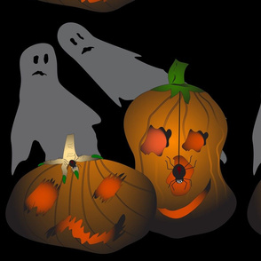 Pumpkins Ghosts and spiders Halloween 