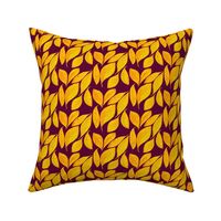 Golden Autumn Leaves on Dark Plum - Small Scale