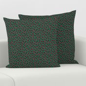Trendy leopard print animal skin fur modern Scandinavian style raw brush  abstract Christmas forest green red SMALL