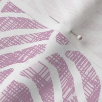 White leaf on light purple thatched pattern