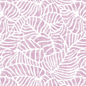 White leaf on light purple thatched pattern