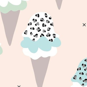 Sweet leopard animal print ice-cream cones summer love candy blue gray boys nursery JUMBO