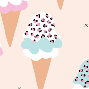 Sweet leopard animal print ice-cream cones summer love candy blue pink girls JUMBO