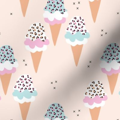 Sweet leopard animal print ice-cream cones summer love candy blue pink girls