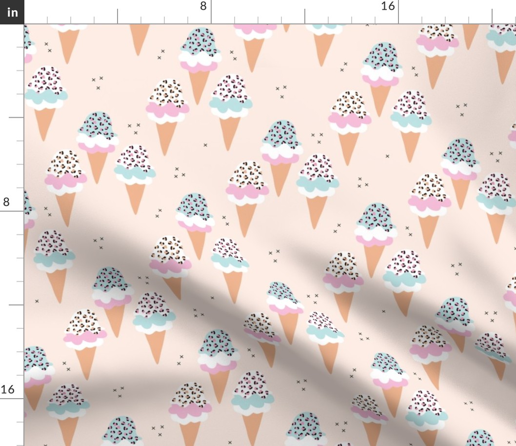 Sweet leopard animal print ice-cream cones summer love candy blue pink girls