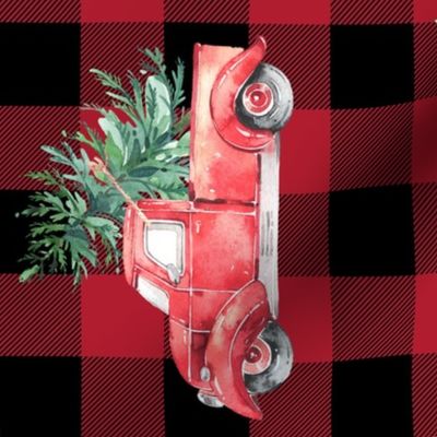 Rotated // 12" Vintage Christmas Trucks // Buffalo Check