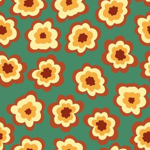 retro floral shapes on teal by rysunki_malunki