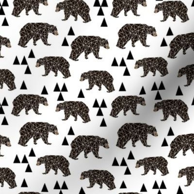 SMALL - geometric bear // bear nursery triangles kids white background kids nursery boys nursery baby boy