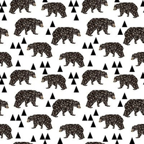 SMALL - geometric bear // bear nursery triangles kids white background kids nursery boys nursery baby boy