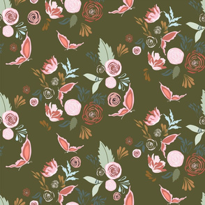  Flutter Floral Sage | Green & Pink | Renee Davis