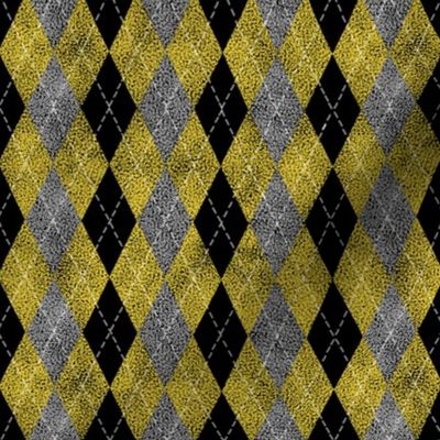 argyle in black, yellow and gray