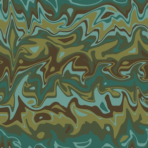 marbled olive teal brown, large scale