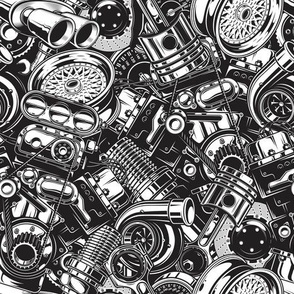 Car Parts Turbo Automotive Engine Black And White