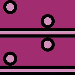 Twelve Inch Light Pink Circles and Horizontal Stripes on Dark Pink