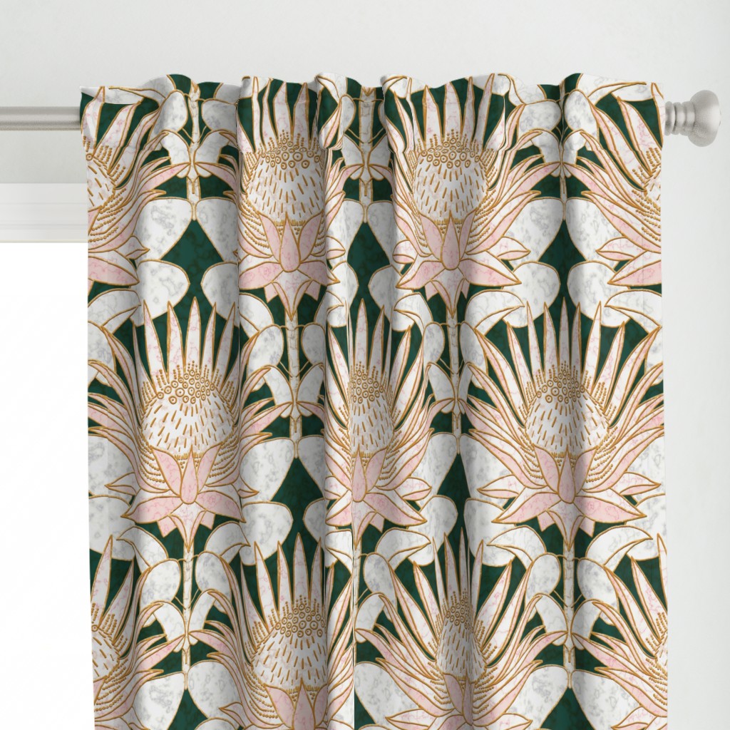 Rose King Protea Art Deco (forest green) 18”