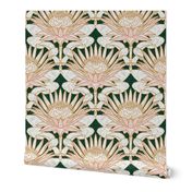 Rose King Protea Art Deco (forest green) 18”