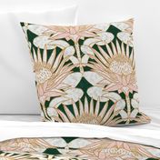 Rose King Protea Art Deco (forest green) 18”