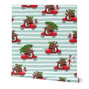 scooter sloths - mint  stripes - christmas sloth - LAD19