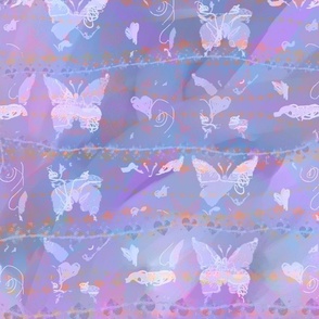 Dreamy Lavender Turquoise Pink Moths