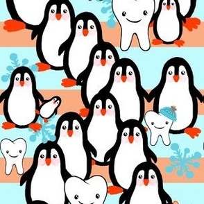 Among  Frozen Friends / cold sensitivity / dental tooth design Penguins / orange / blue  rdh 