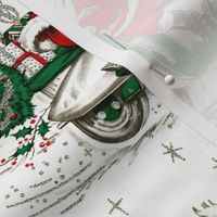 merry Christmas xmas Santa Claus snowflakes silver mistletoe  scooter vespa inspired motorcycles gifts presents trees vintage retro kitsch cute white green 