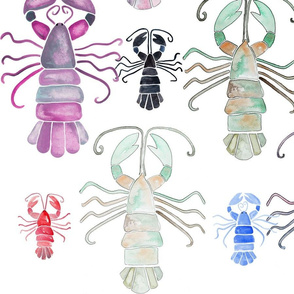 Watercolour Lobsters (Large Scale)