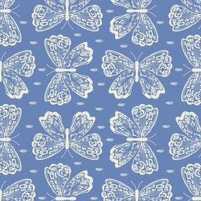 Lacey Butterflies on Periwinkle, Small