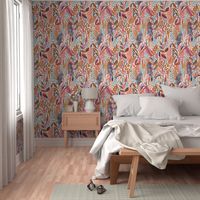 LUSH - botanical design with tropical leaves in pastel coral pink colours