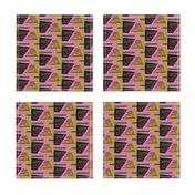 Abstract Geometric print in bright pink, taupe, blue and black