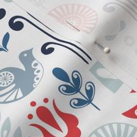 Scandi birds - red & blue - small scale