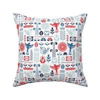 Scandi birds - red & blue - small scale