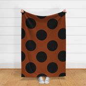 Jumbo Black Polka Dots on Mud Cloth Brown