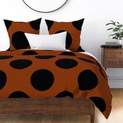 Jumbo Black Polka Dots on Mud Cloth Brown