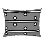 12 Inch White Circles and Horizontal Stripes on Medium Gray