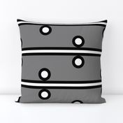 12 Inch White Circles and Horizontal Stripes on Medium Gray