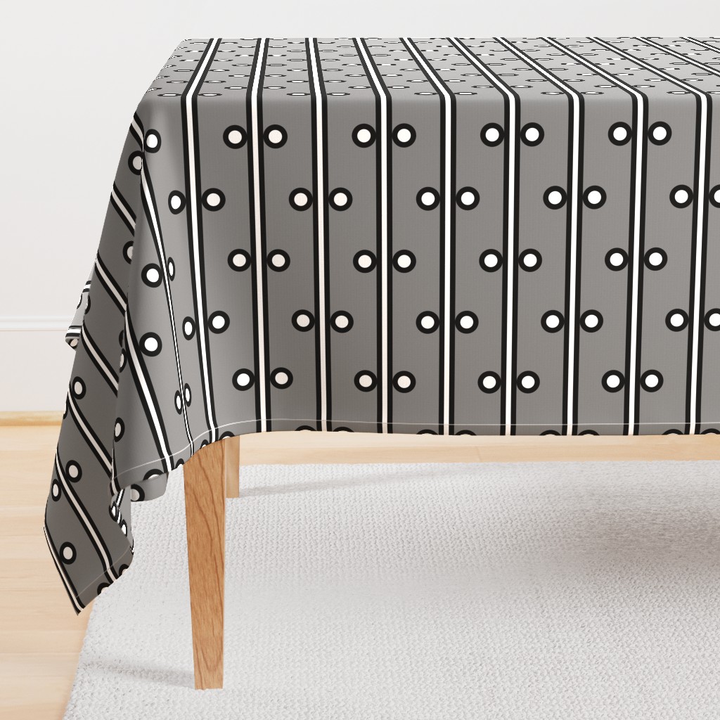 6 Inch White Circles and Stripes on Medium Gray