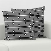 6 Inch White Circles and Stripes on Medium Gray