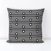 6 Inch White Circles and Stripes on Medium Gray