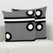 Jumbo White Circles and Stripes on Medium Gray