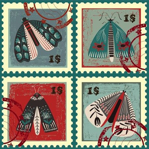 Folkart Moth Stamps